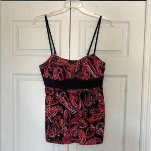 Elle Women's Pink and Black Spaghetti Strap Top